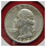 1943 S Washington Silver Quarter