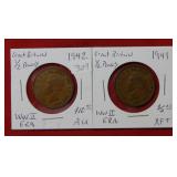 Two Great Britain Half Pennies - 1941-1942
