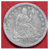1853 Seated Liberty Quarter with Arrows and Rays