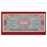 1944 German 20 Mark Note