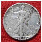1918 S Walking Liberty Silver Half Dollar Coin