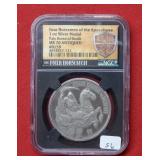 Four Horseman Silver Medal NGC MS70 Antiqued