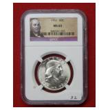 1951 Franklin Silver Half Dollar NGC MS65
