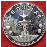 1974 Barbados $5 Silver Commemorative