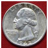 1942 Double D Washington Silver Quarter - error