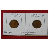 1922 D & 1926 D Lincoln Wheat Cents