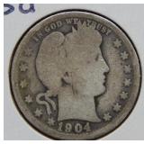 1904 O Barber Silver Quarter