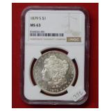 1879 S Morgan Silver Dollar NGC MS63
