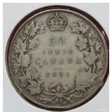 1931 Canadian Silver Half Dollar Coin