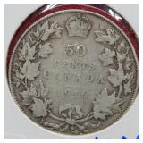 1916 Canadian Silver Half Dollar Coin