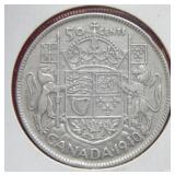 1940 Canadian Silver Half Dollar Coin