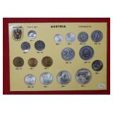Austria Coin Type Set with Silver Coins
