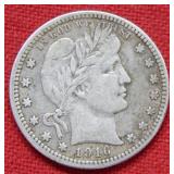 1916 D Barber Silver Quarter