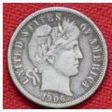 1906 S Barber Silver Dime