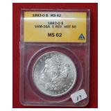 1883 O Morgan Silver Dollar ANACS MS62 Vam 36A
