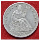 1858 O Seated Liberty Silver Half Dollar Coin