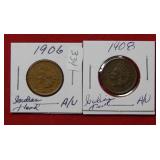 1906 & 1908 Indian Head Cents