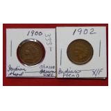 1900 & 1902 Indian Head Cents