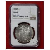 1880 S Morgan Silver Dollar Coin NGC MS 61