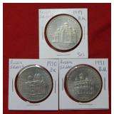 (3) 5 Ruble Coins 1989 -90 -91