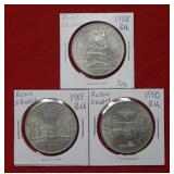 (3) 5 Ruble Coins 1988, 89, 90