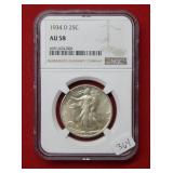 1934 D Walking Liberty Half NGC AU58
