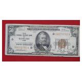 1929 $50 Bank of Cleveland National Currency Note