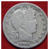 1905 S Barber Silver Half Dollar Coin
