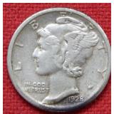 1928 S Mercury Silver Dime