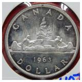 1963 Canadian Silver Dollar Coin