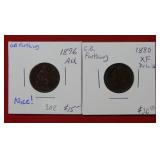 1880 & 1876 Great Britain Farthing