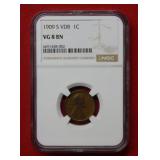 1909 S VDB Lincoln Wheat Cent NGC VG8 Brown