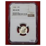 1942 Mercury Silver Dime NGC MS64 FB