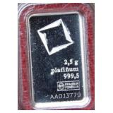 Valcambi 2 1/5 gram Platinum Bar***