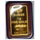 Pamp 1 gram 999.9 Gold Bar ***