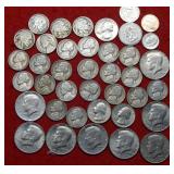 Box lot of Coins - Kennedy Halves- Nickels & more
