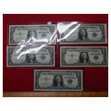 (5) $1 Silver Certificates - 1935 & (4) 1957