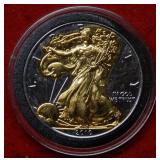 2010 Silver Eagle Dollar with Gold Colorization