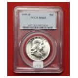 1959 D Franklin Silver Half Dollar PCGS MS65