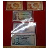 (5) Sedlabanke Islands Notes - Crisp 1957 & 1966