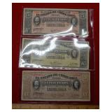1915 Mexico Peso Notes -20 - 10 -5
