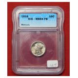 1916 Mercury Silver Dime ICG MS64 FB