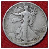 1918 D Walking Liberty Silver Half Dollar