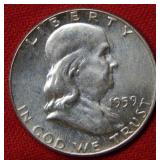 1959 Franklin Silver Half Dollar Coin