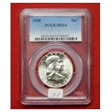 1958 Franklin Silver Half Dollar PCGS MS64
