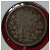 1870 Canada Silver 5 Cent Coin