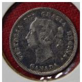 1890 Canada Silver 5 Cent Coin