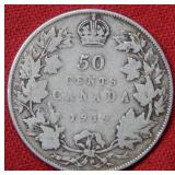 1919 Canada Silver Half Dollar Coin