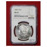 1880 S Morgan Silver Dollar NGC MS63