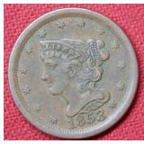1853 Braided Hair Half Cent Coin